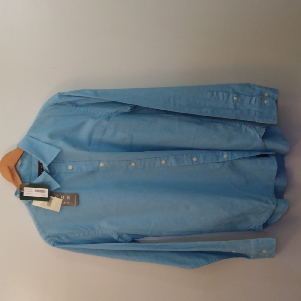 NWT Jachs New York Topaz Blue Linen Blend Summer Shirt (Large)
